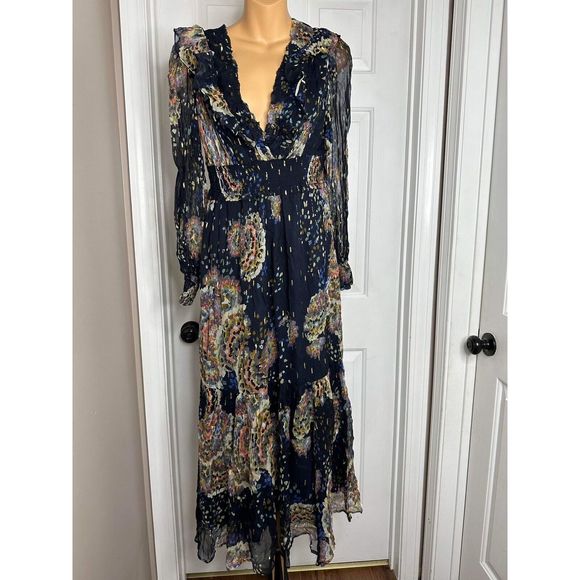 Anthropologie Navy Floral Maxi Dress - Picture 8 of 9